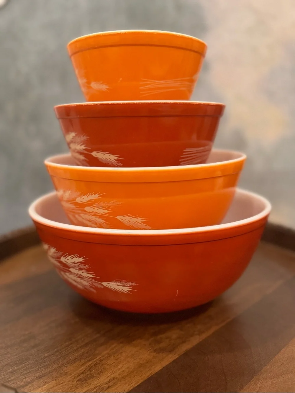 Vintage Pyrex Autumn Harvest Wheat Cinderella/ Mixing Nesting Bowls - Set Of 4